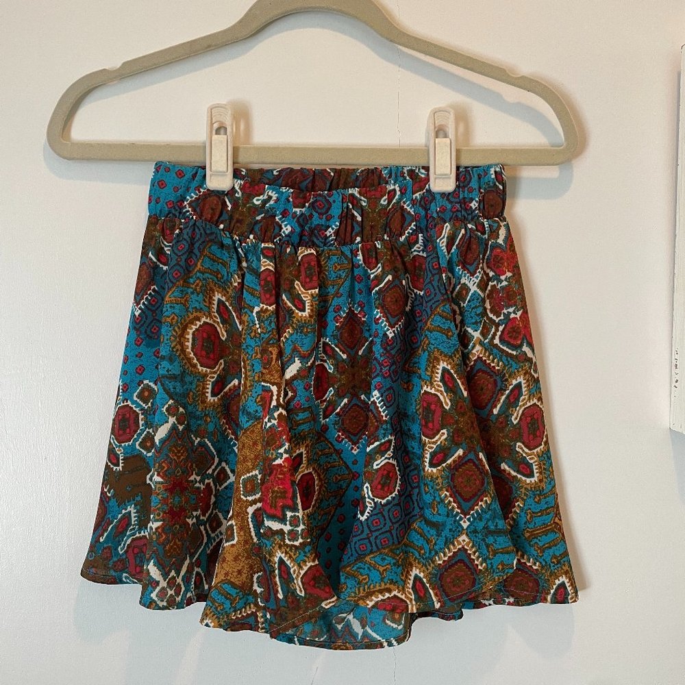 Show Me Your Mumu Flowy Shorts (Red, Teal, and Brown Floral)